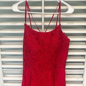 Dave & Johnny Red Beaded Maxi Dress